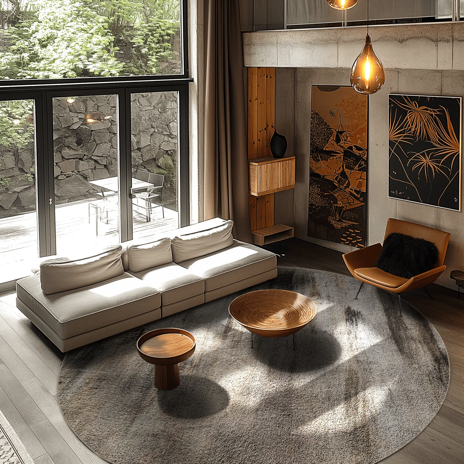 Kerek szőnyeg - Polia (szürke/barna)