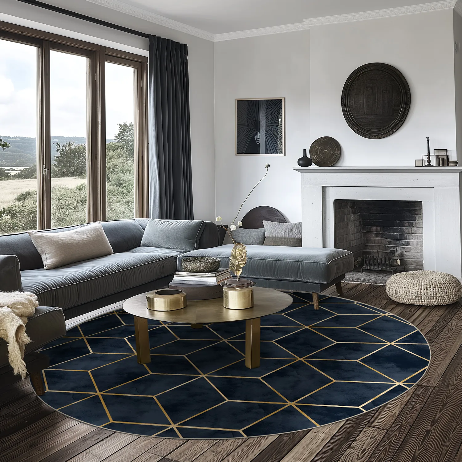 Kerek szőnyeg - Remy (sötétkék)