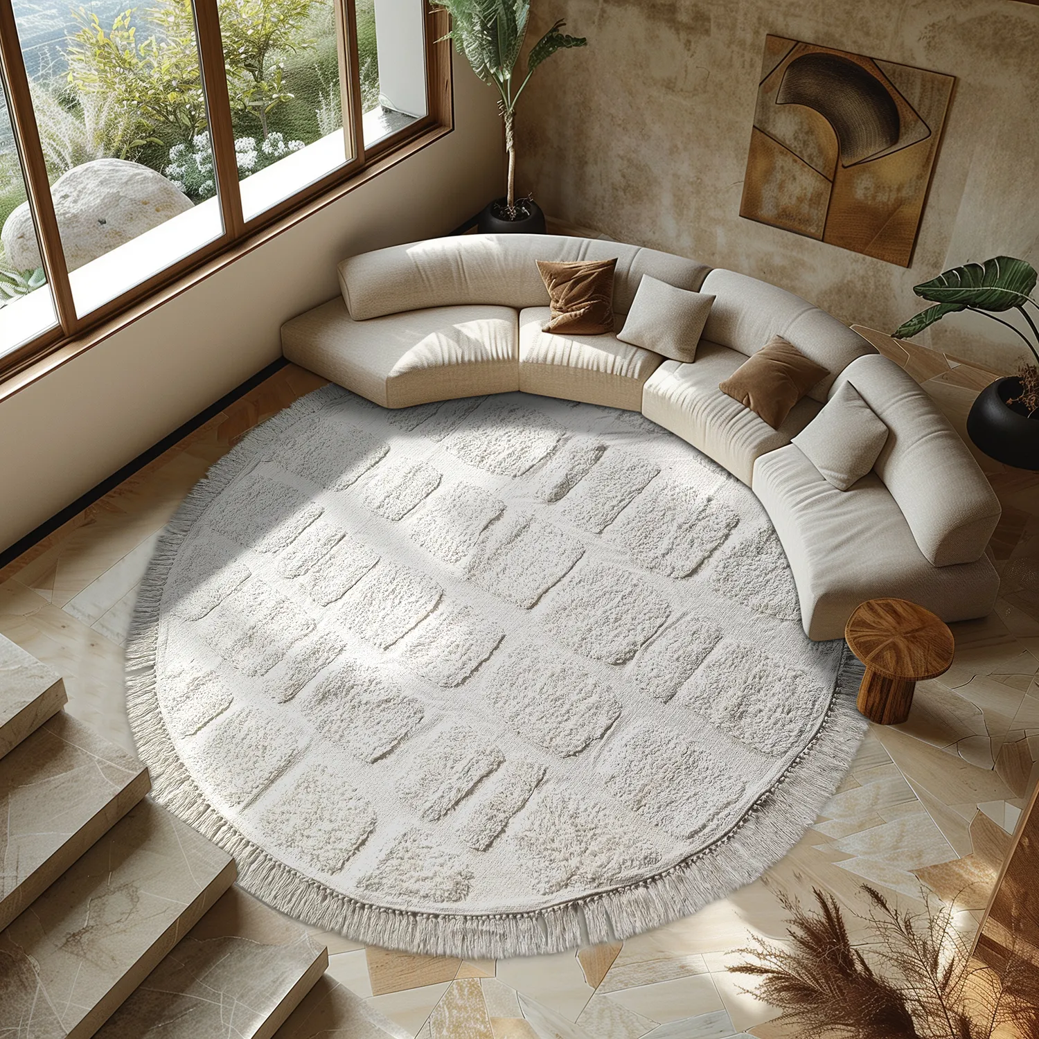 Kerek szőnyeg - Salem Natural Cotton Shaggy (offwhite)