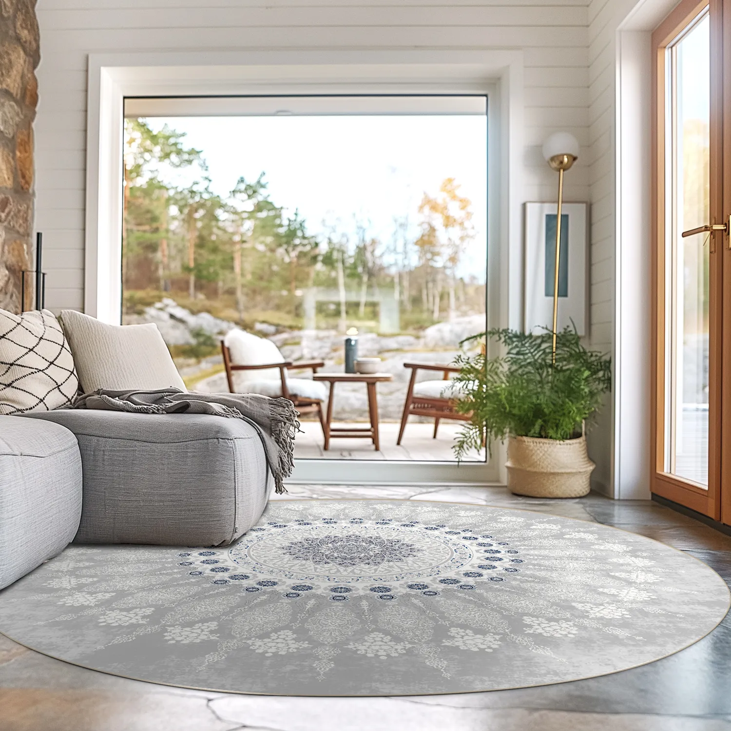 Kerek szőnyeg - homokrigo (szürke/fehér)