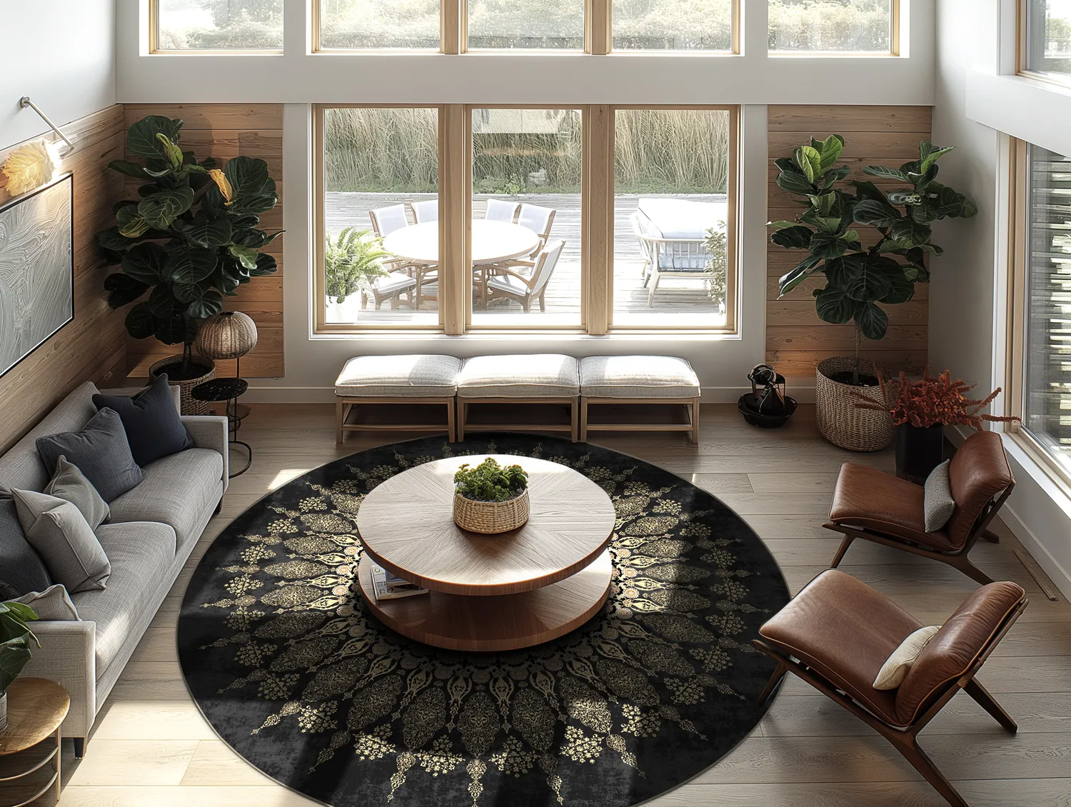 Kerek szőnyeg - homokrigo (fekete/arany)