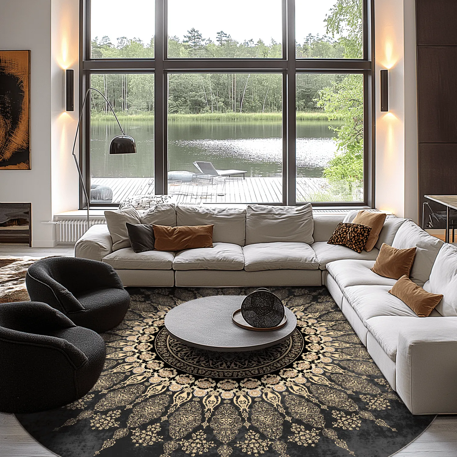 Kerek szőnyeg - homokrigo (fekete/arany)