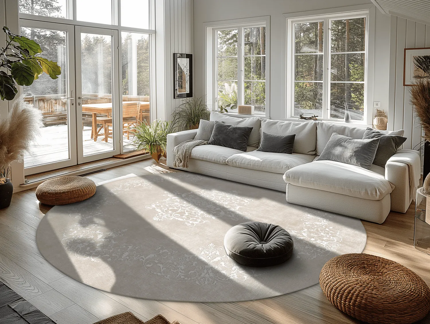 Kerek szőnyeg - Santi (bezs/fehér)