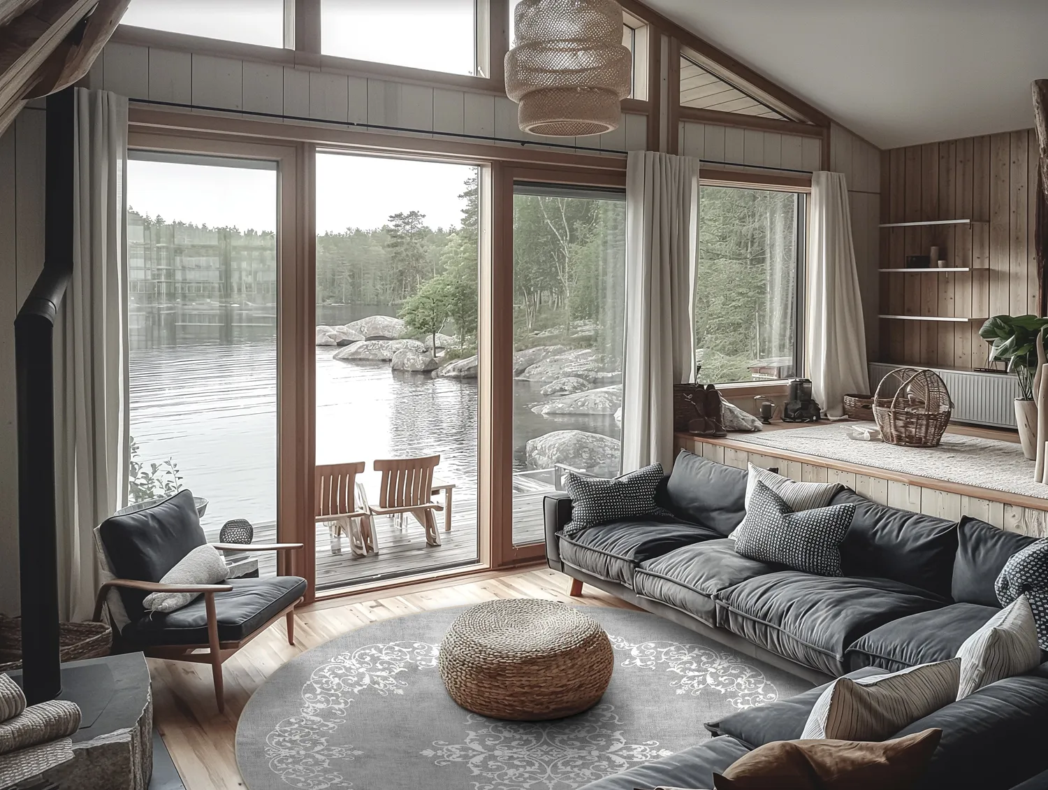 Kerek szőnyeg - Santi (szürke/fehér)