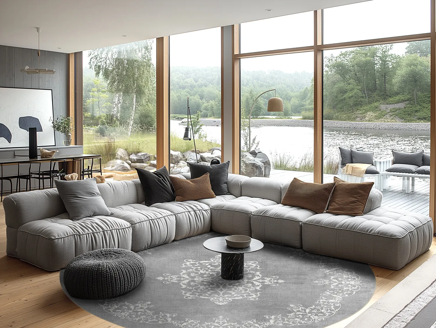 Kerek szőnyeg - Santi (szürke/fehér)