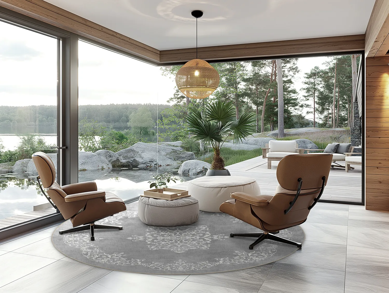 Kerek szőnyeg - Santi (szürke/fehér)