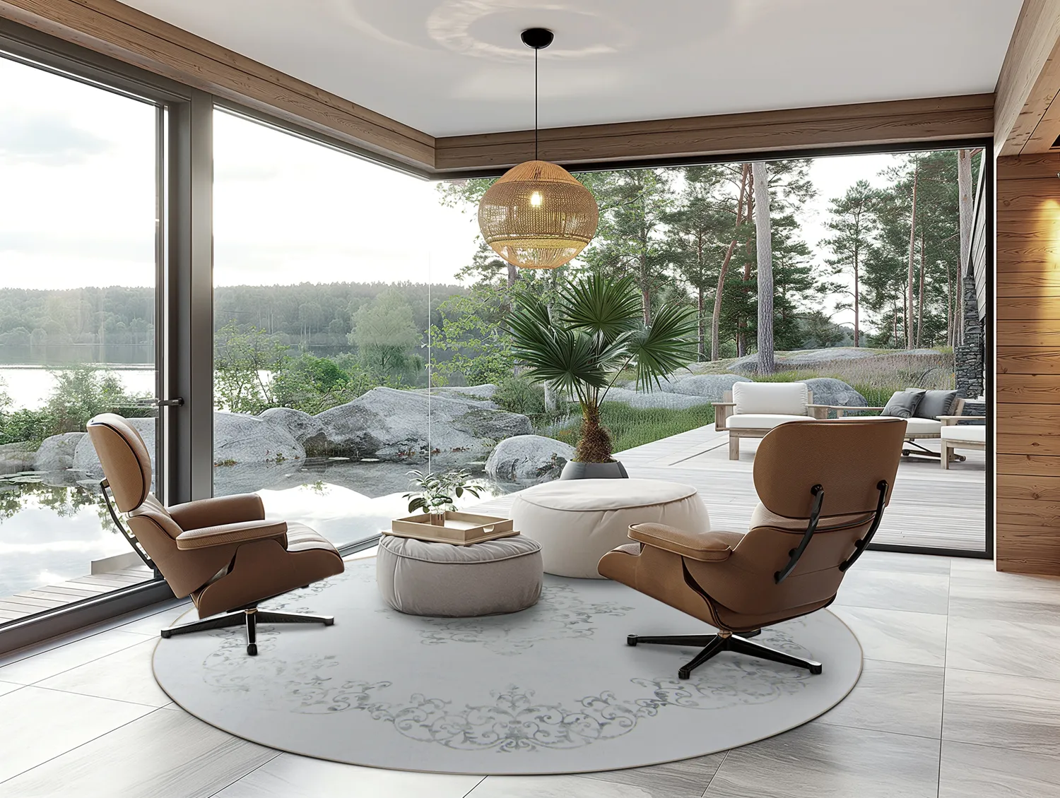 Kerek szőnyeg - Santi (fehér/szürke)