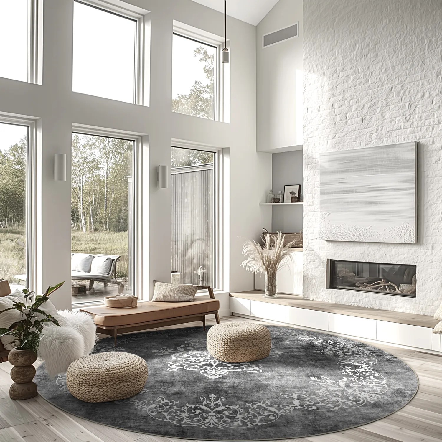 Kerek szőnyeg - Santi (sötétszürke/fehér)