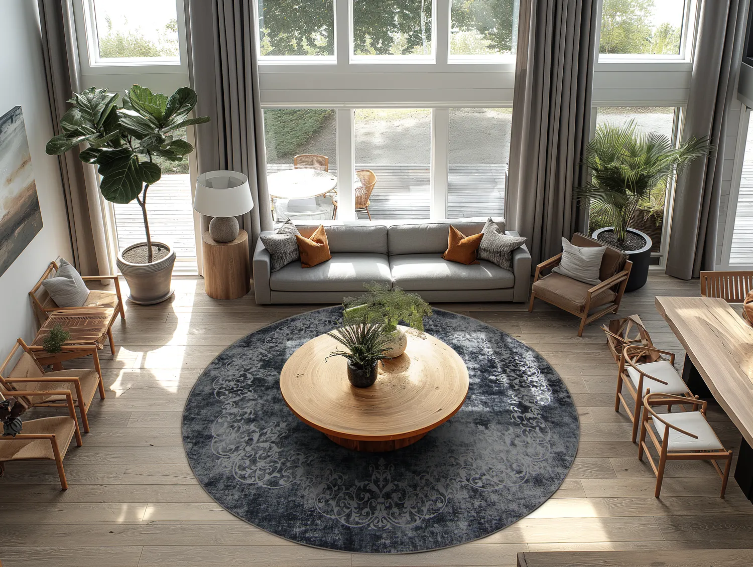 Kerek szőnyeg - Santi (kékesszürke/fehér)