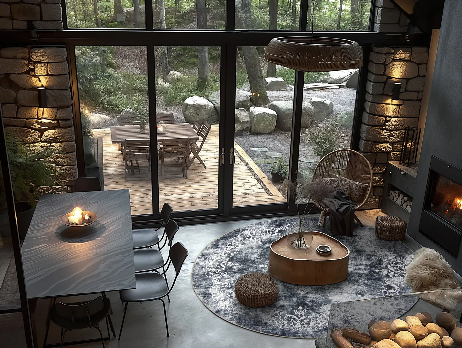 Kerek szőnyeg - Santi (kékesszürke/fehér)