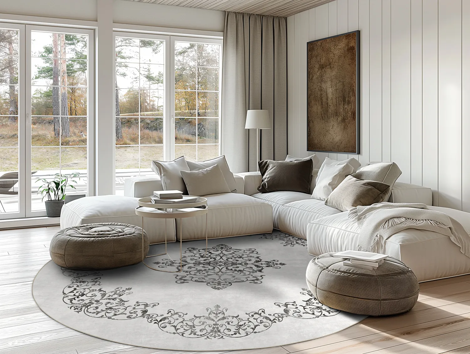 Kerek szőnyeg - Santi (fehér/fekete)