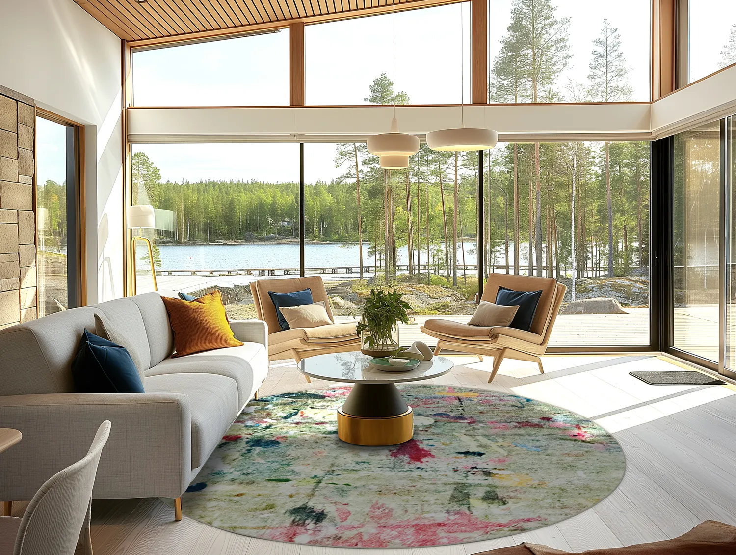 Kerek szőnyeg - Satriano (szürke/többszínű)