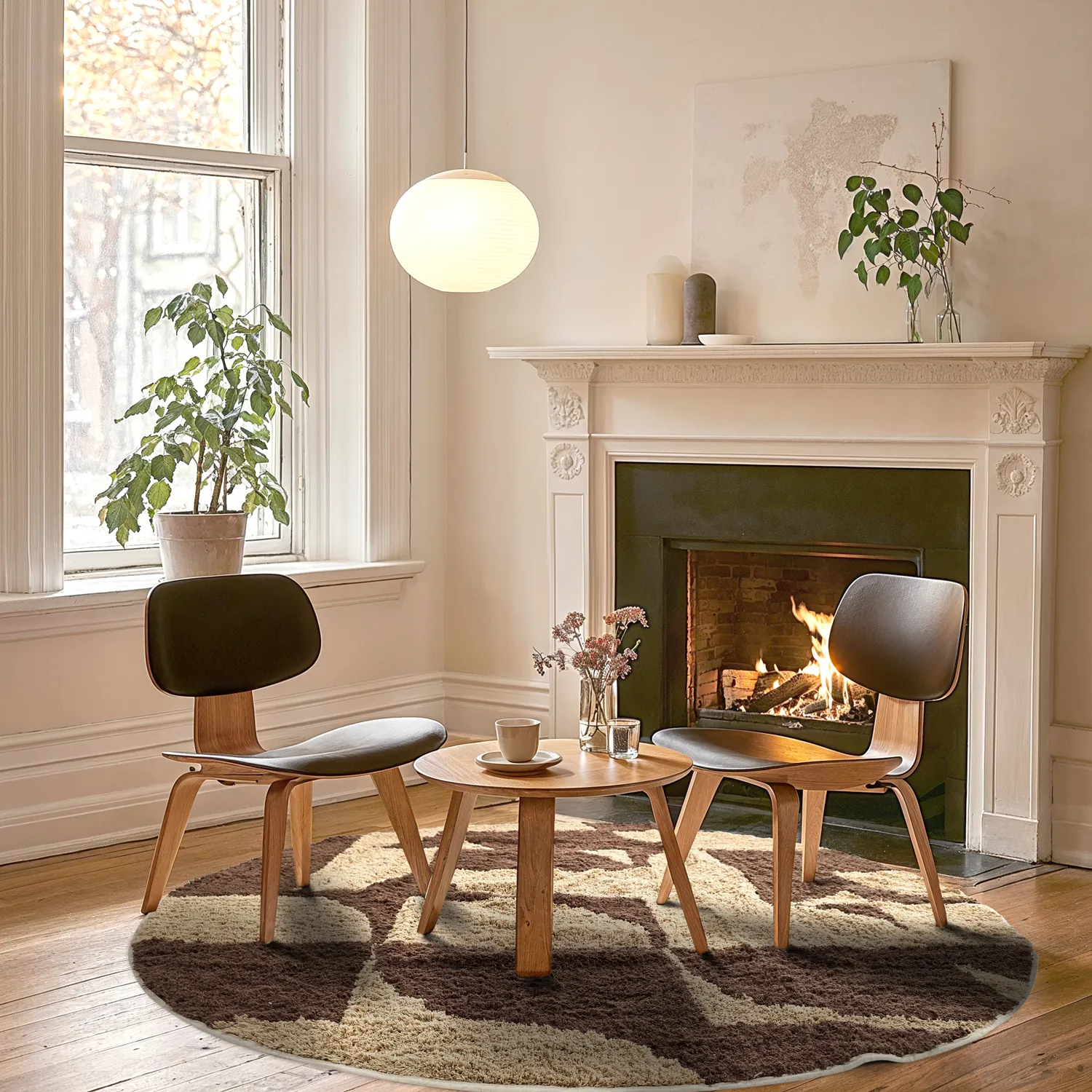 Kerek szőnyeg - Siberia Natural Cotton Shaggy (bézs/barna)