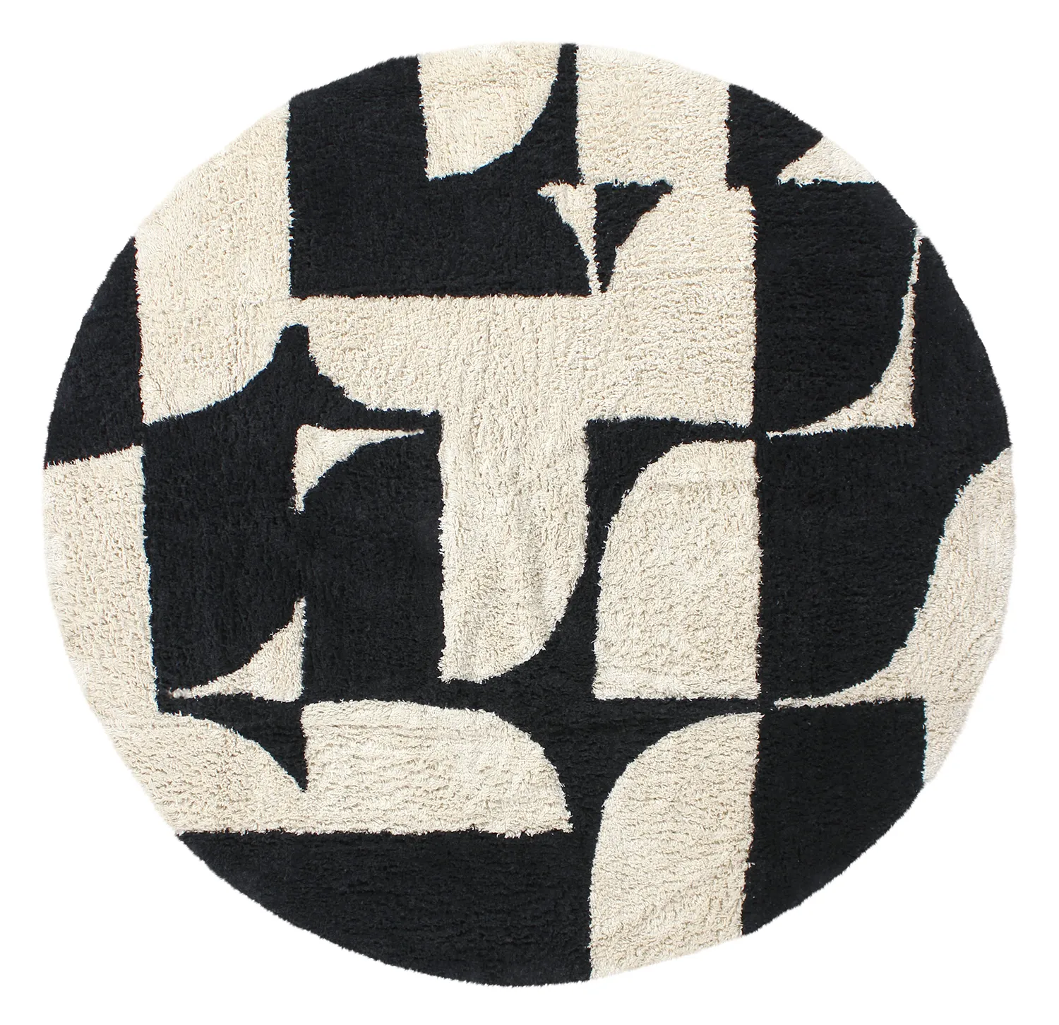 Kerek szőnyeg - Siberia Natural Cotton Shaggy (offwhite/fekete)