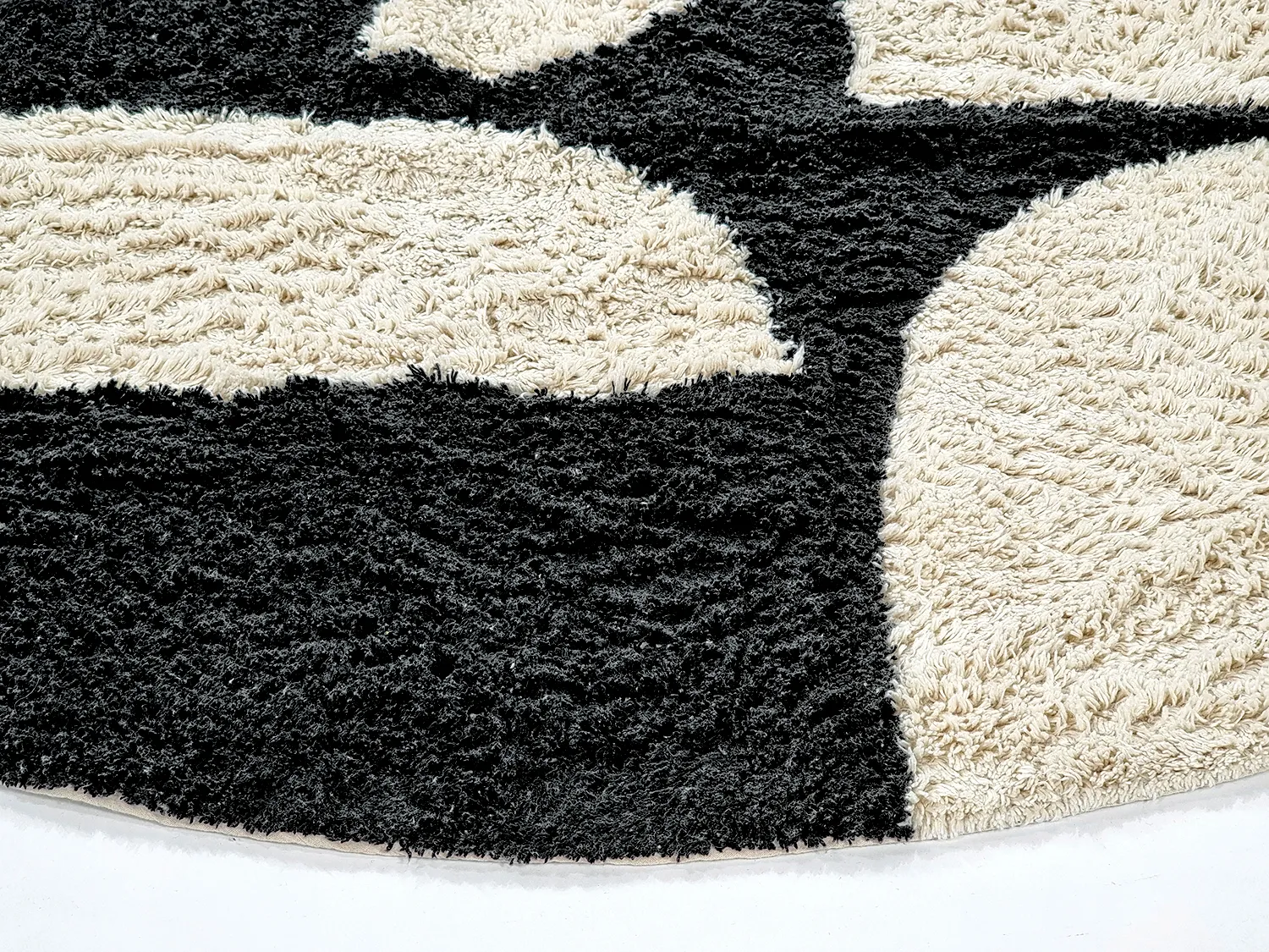 Kerek szőnyeg - Siberia Natural Cotton Shaggy (offwhite/fekete)