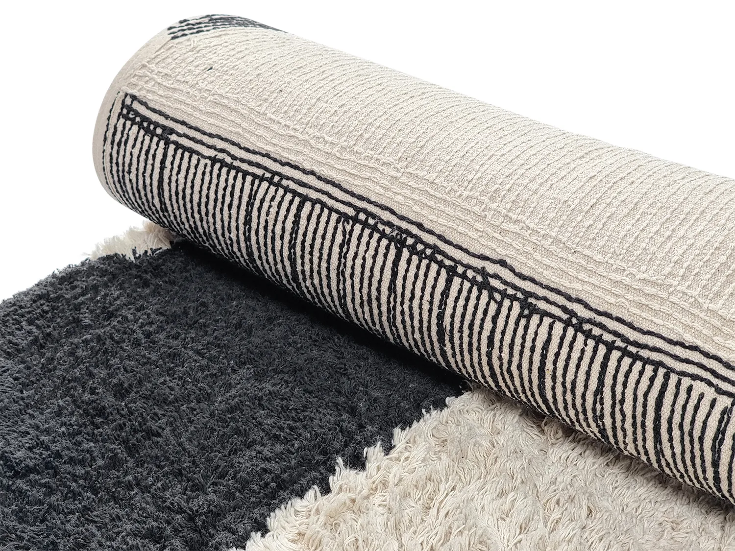 Shaggy szőnyeg - Siberia Natural Cotton Shaggy (offwhite/fekete)