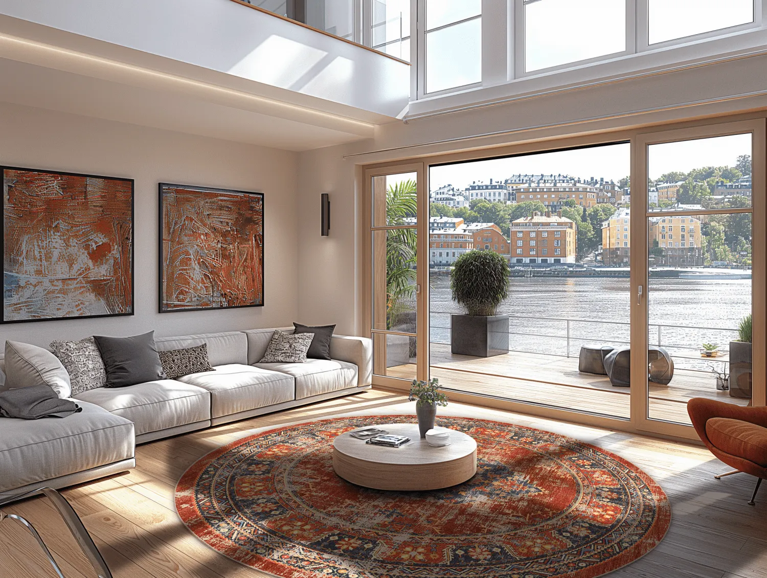 Kerek szőnyeg - Soussi (piros/többszínű)