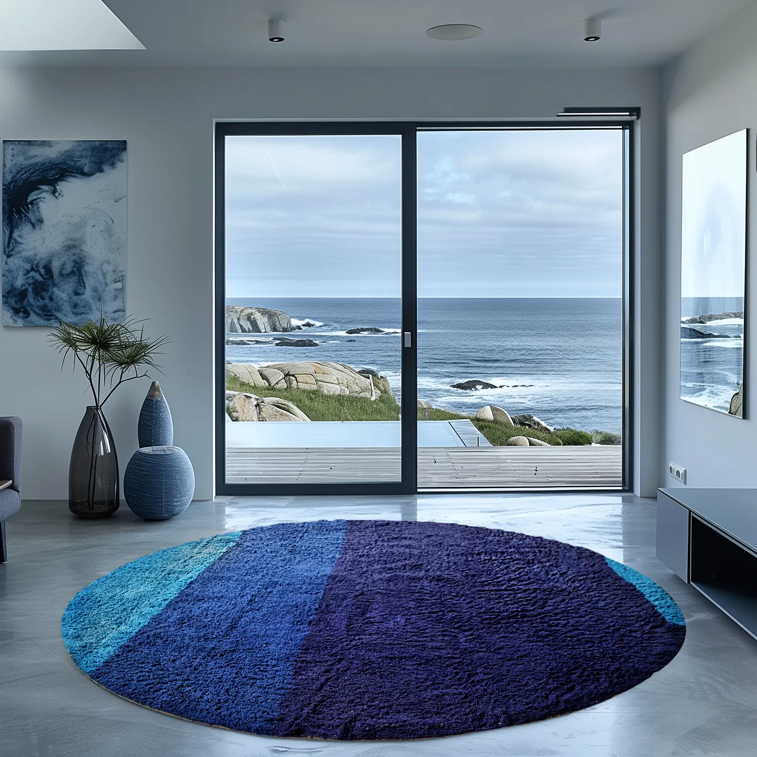 Kerek szőnyeg - Taro Natural Cotton Shaggy (kék)