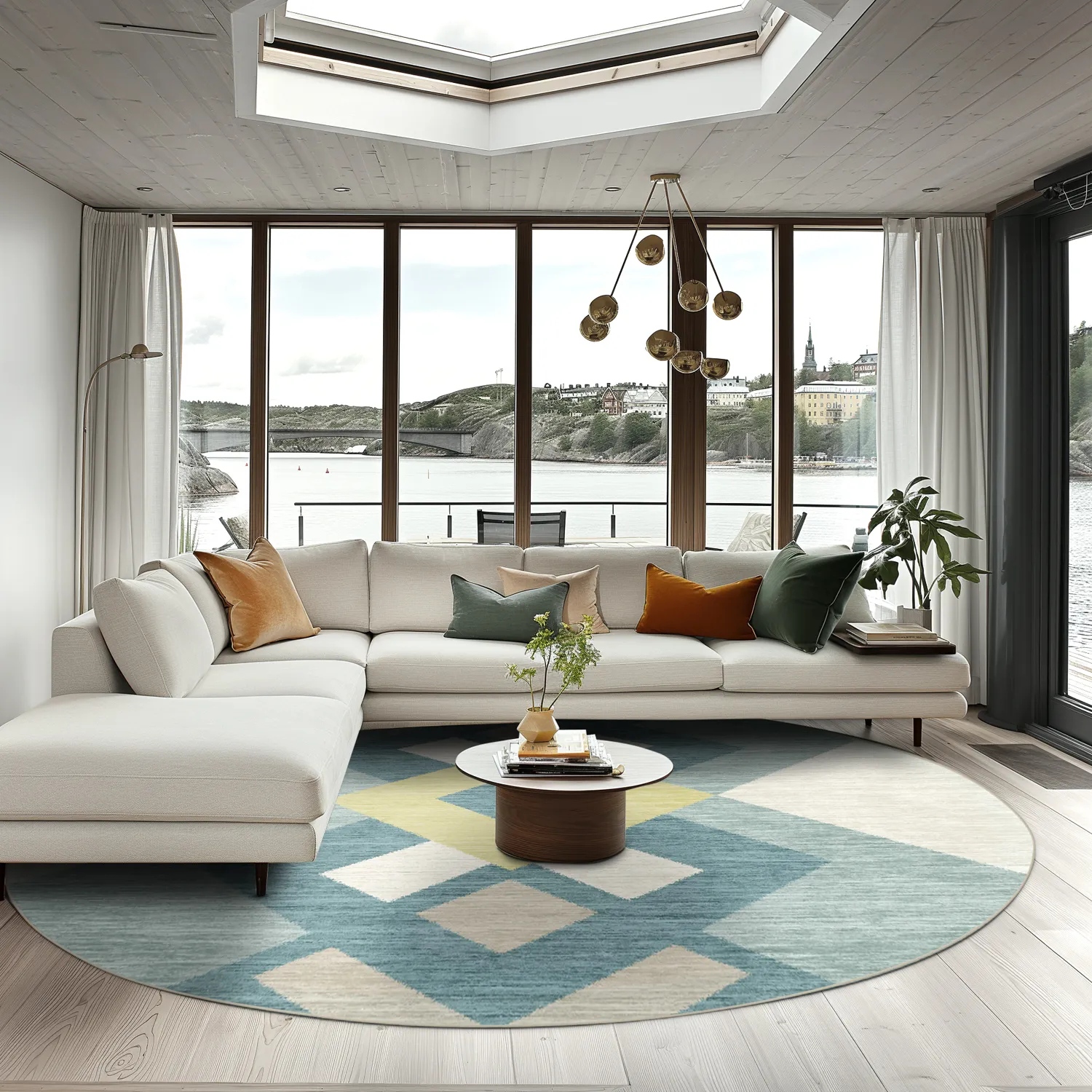 Kerek szőnyeg - Temara (kék/többszínű)