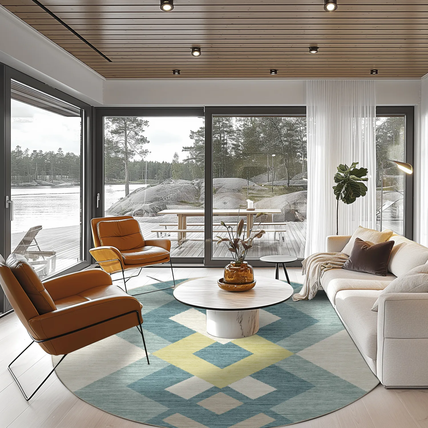 Kerek szőnyeg - Temara (kék/többszínű)