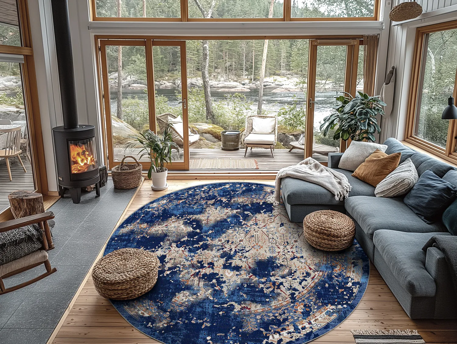 Kerek szőnyeg - Temima (kék)