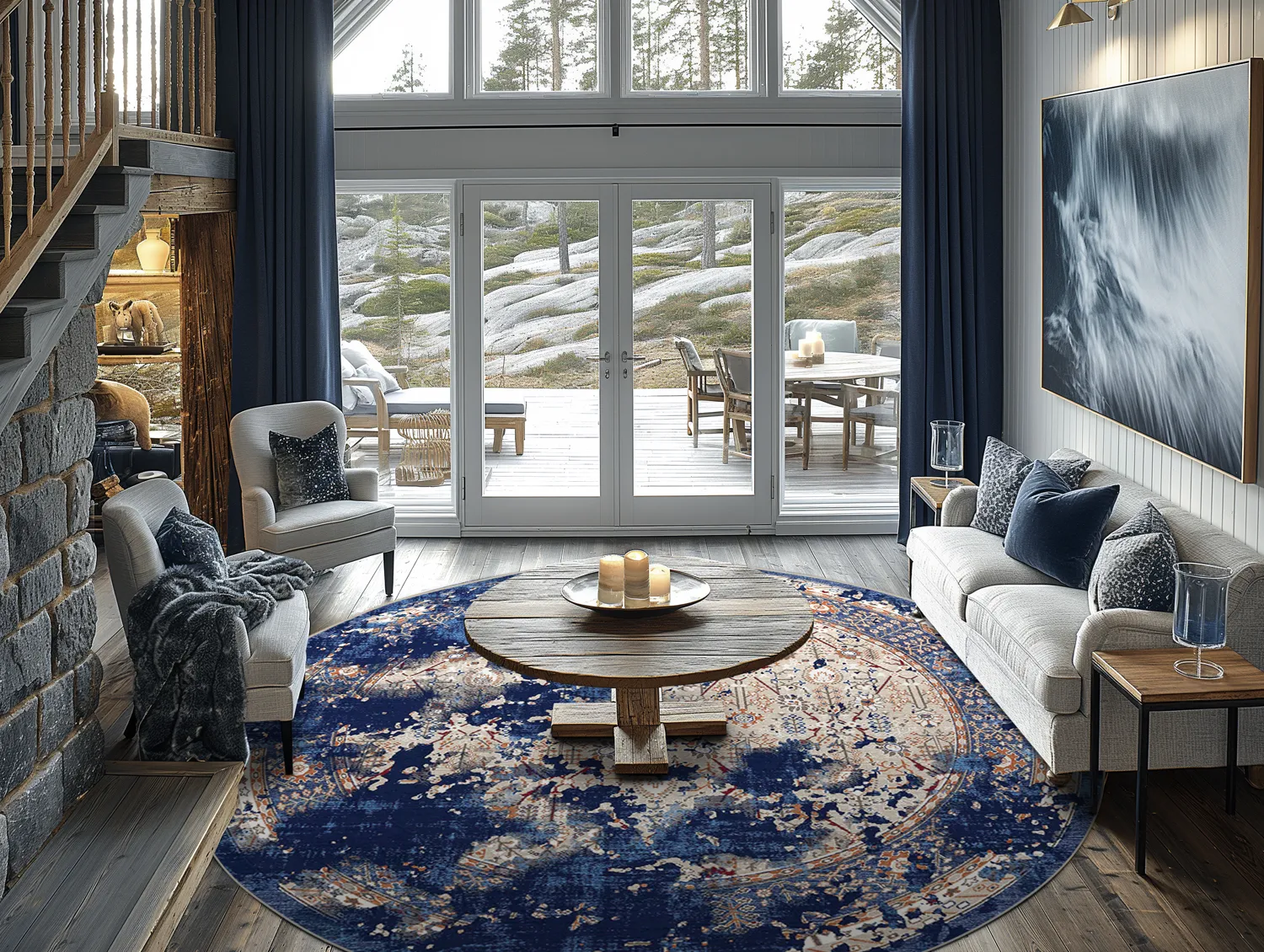 Kerek szőnyeg - Temima (kék)