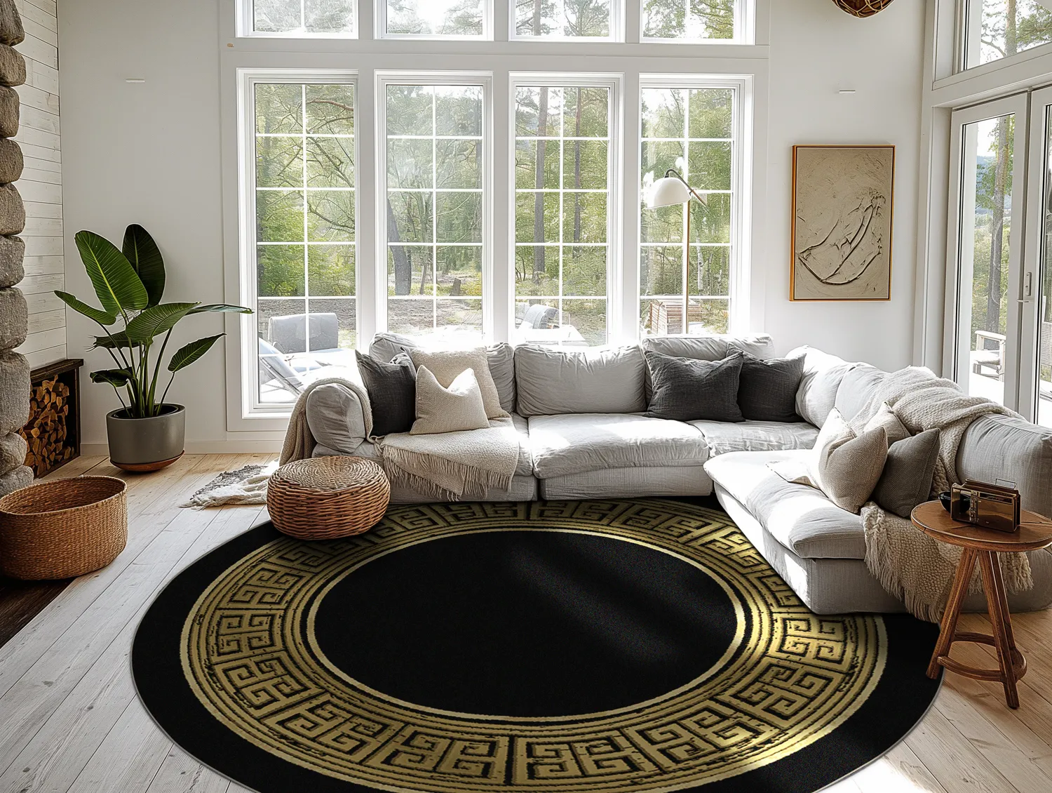 Kerek szőnyeg - Tilos (fekete/arany)