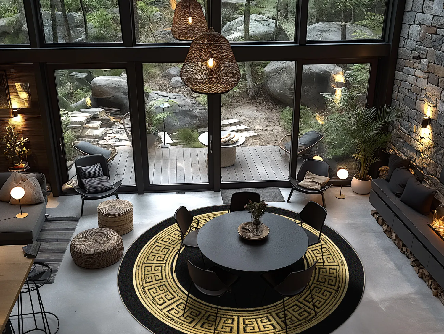 Kerek szőnyeg - Tilos (fekete/arany)