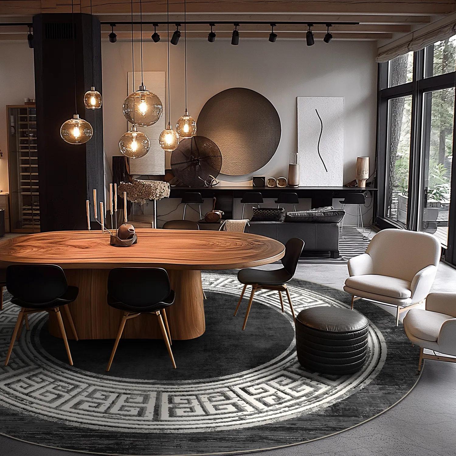 Kerek szőnyeg - Tilos (fekete/fehér)