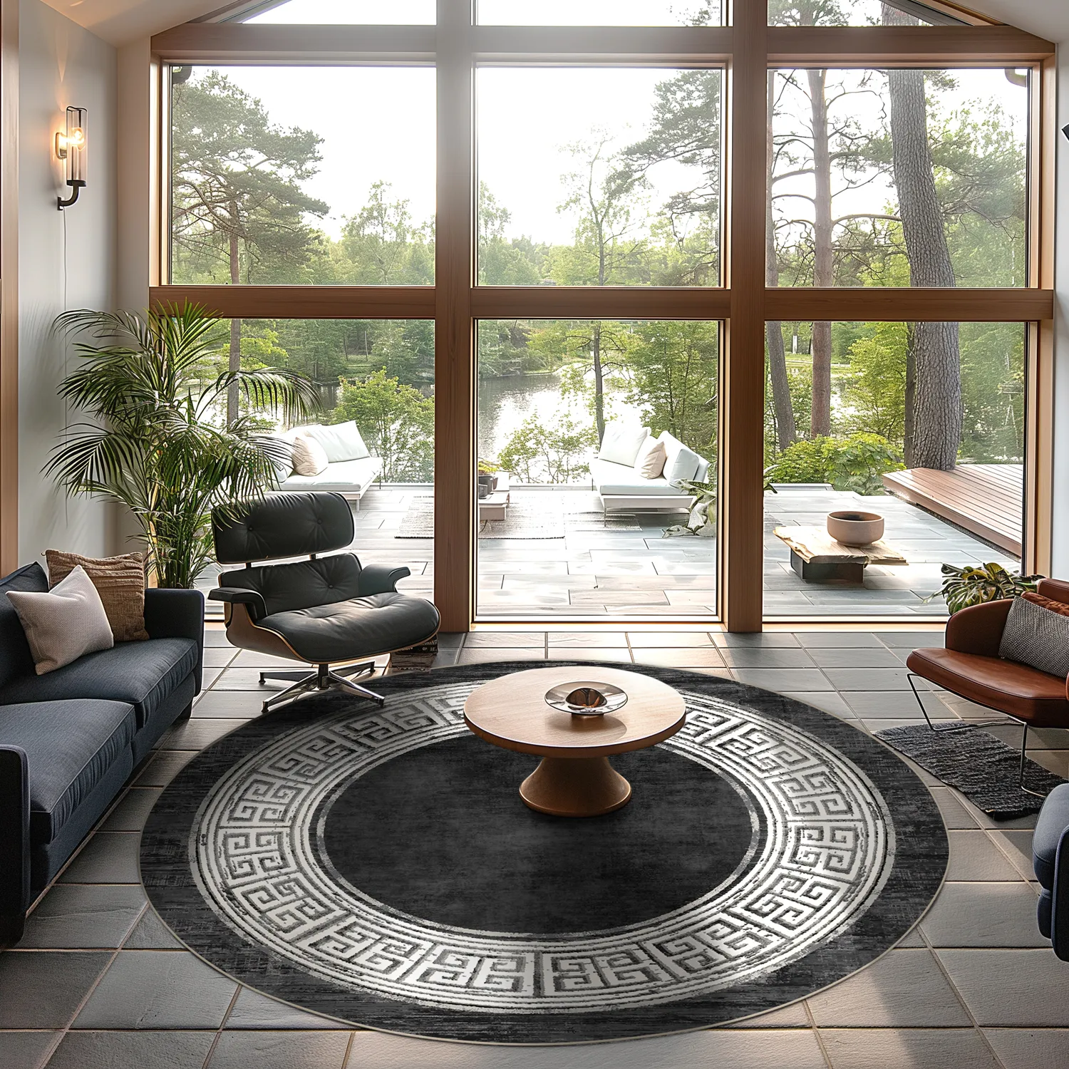 Kerek szőnyeg - Tilos (fekete/fehér)