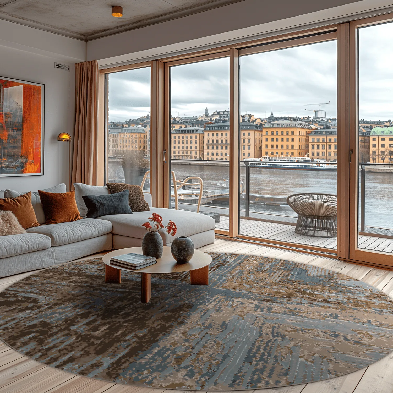 Kerek szőnyeg - Tizzano (kék/többszínű)