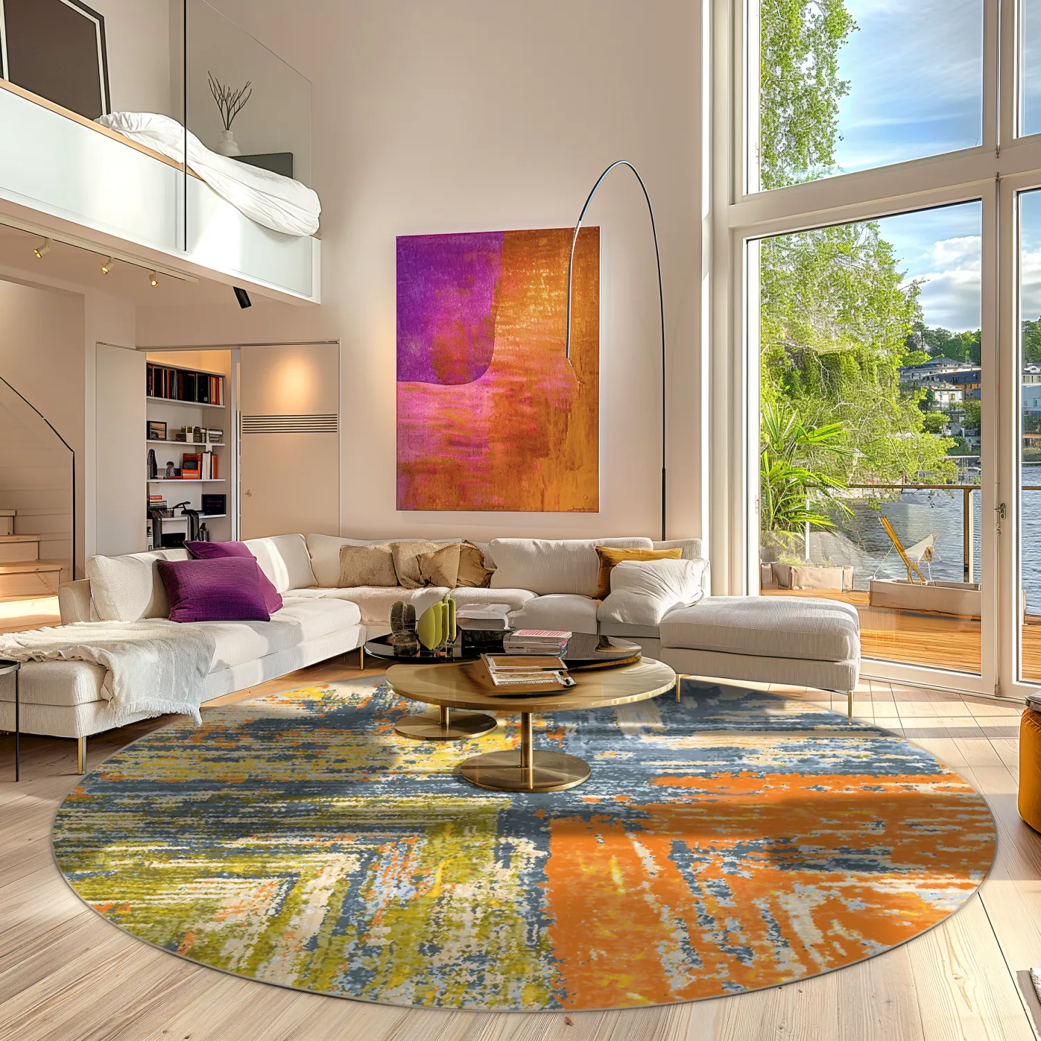 Kerek szőnyeg - Tizzano (narancssárga/többszínű)