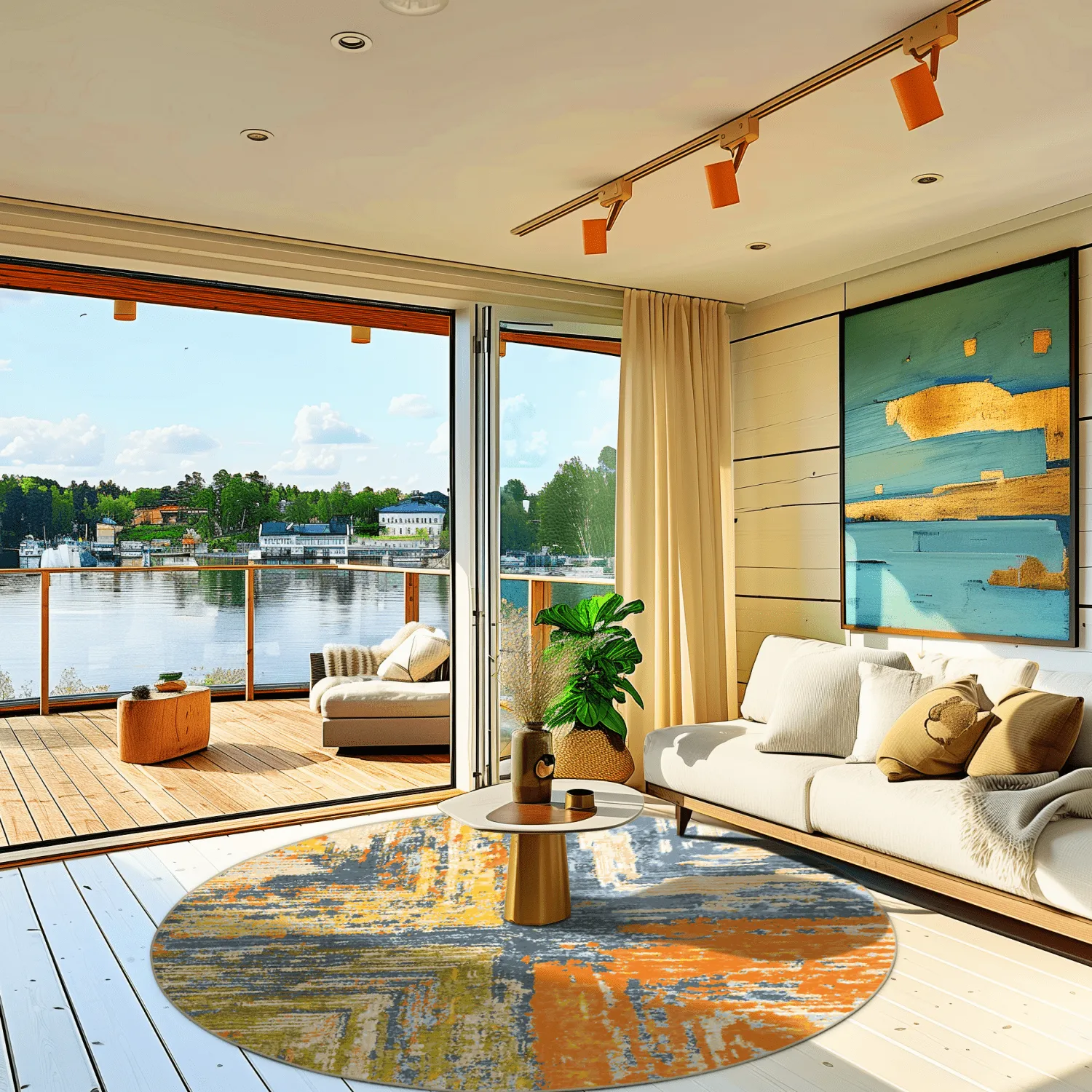 Kerek szőnyeg - Tizzano (narancssárga/többszínű)