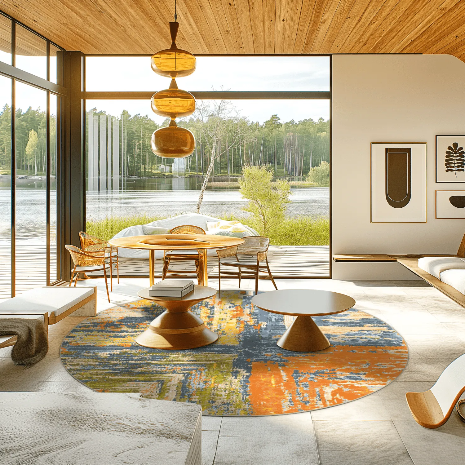 Kerek szőnyeg - Tizzano (narancssárga/többszínű)