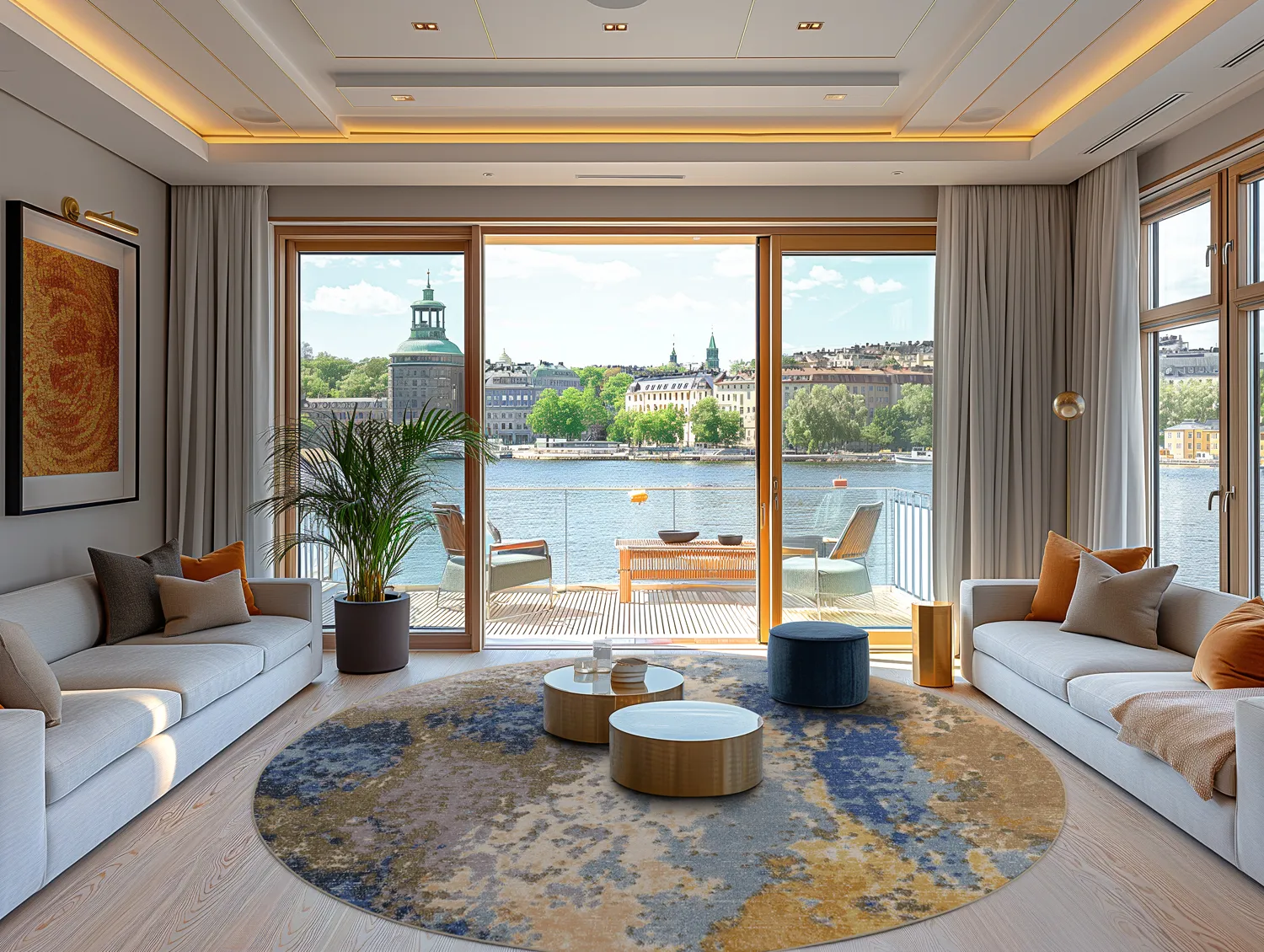 Kerek szőnyeg - Travale (szürke/kék/többszínű)