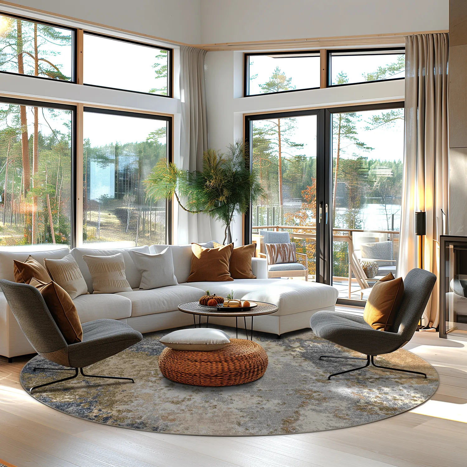 Kerek szőnyeg - Travale (szürke/többszínű)