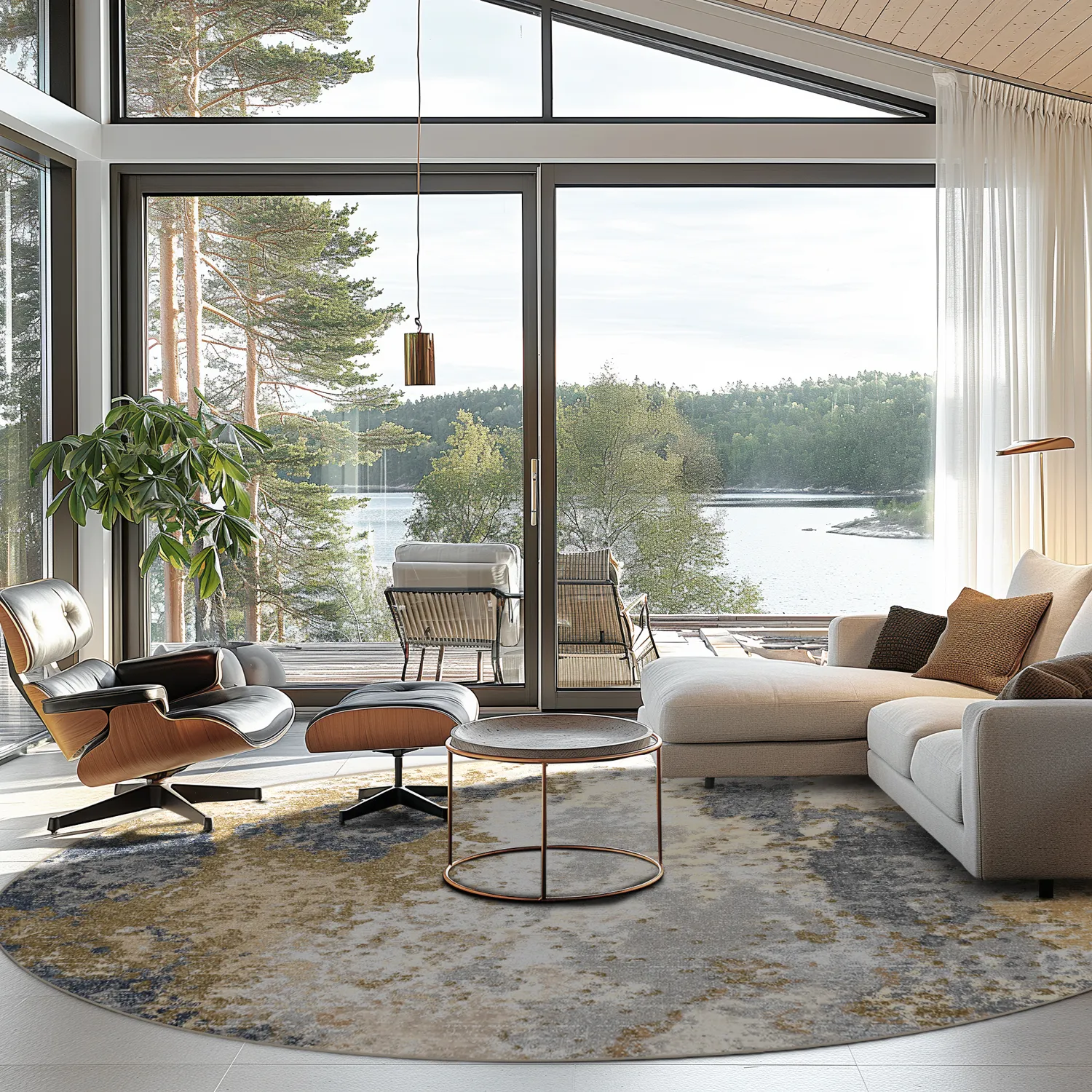 Kerek szőnyeg - Travale (szürke/többszínű)