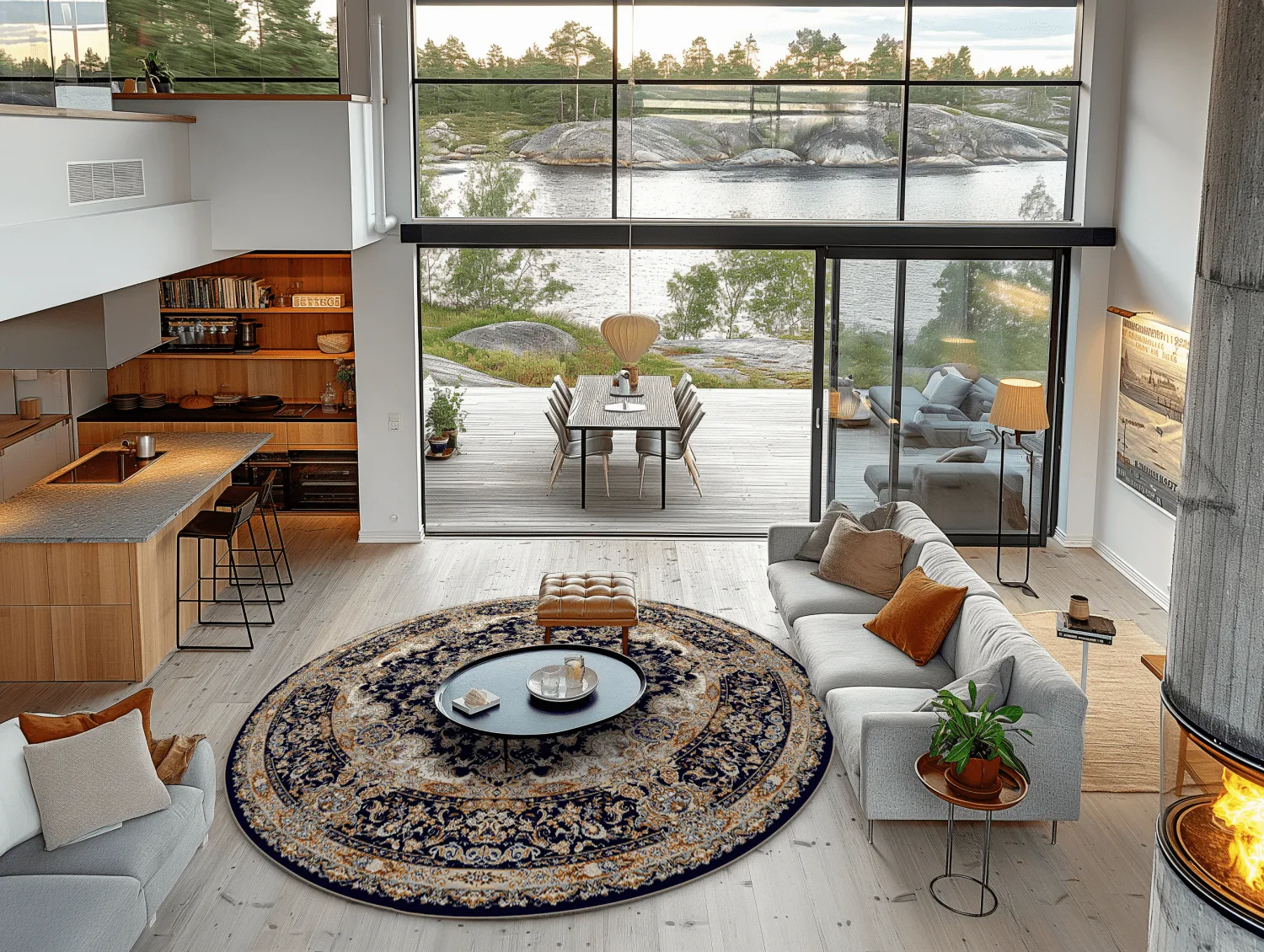 Kerek szőnyeg - Vakifli (fekete/többszínű)