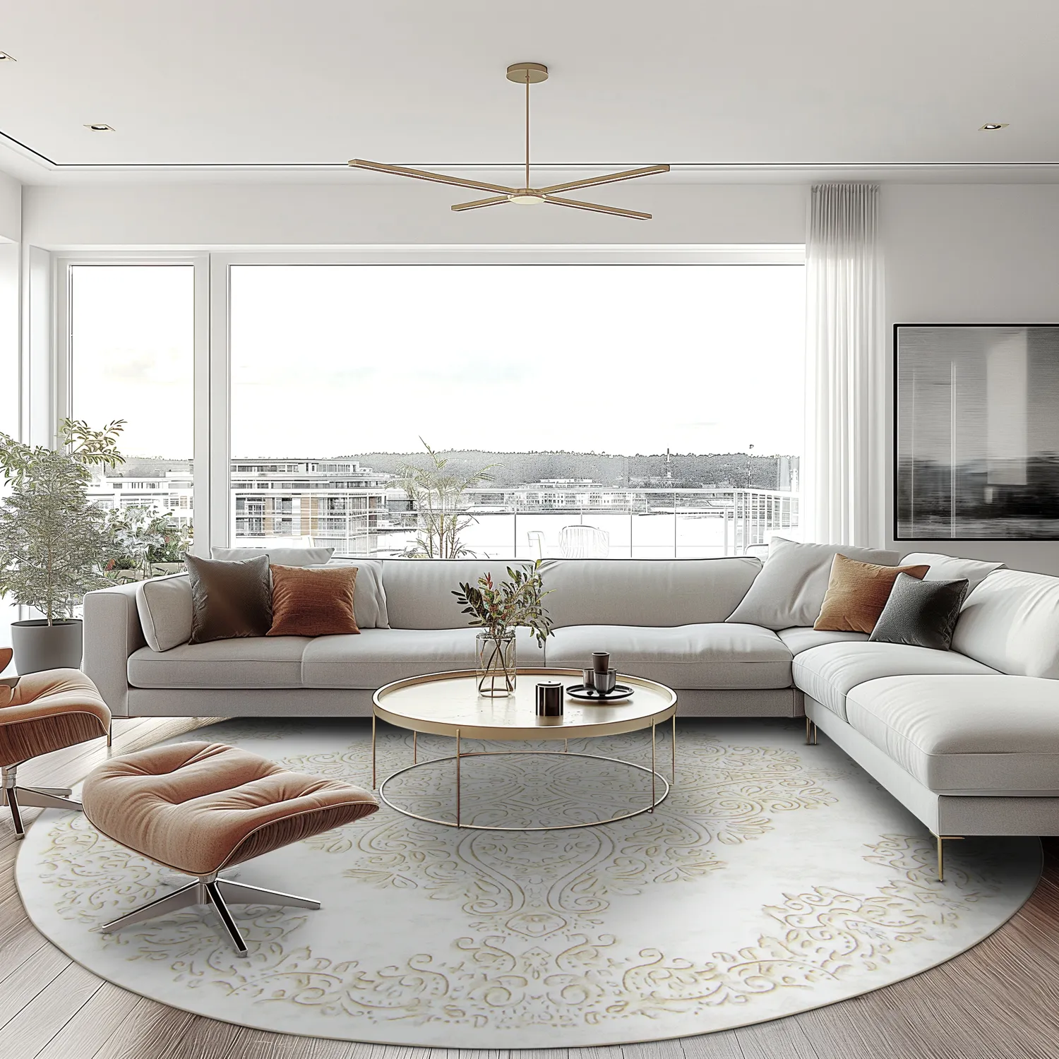 Kerek szőnyeg - Valenza (fehér/bézs)