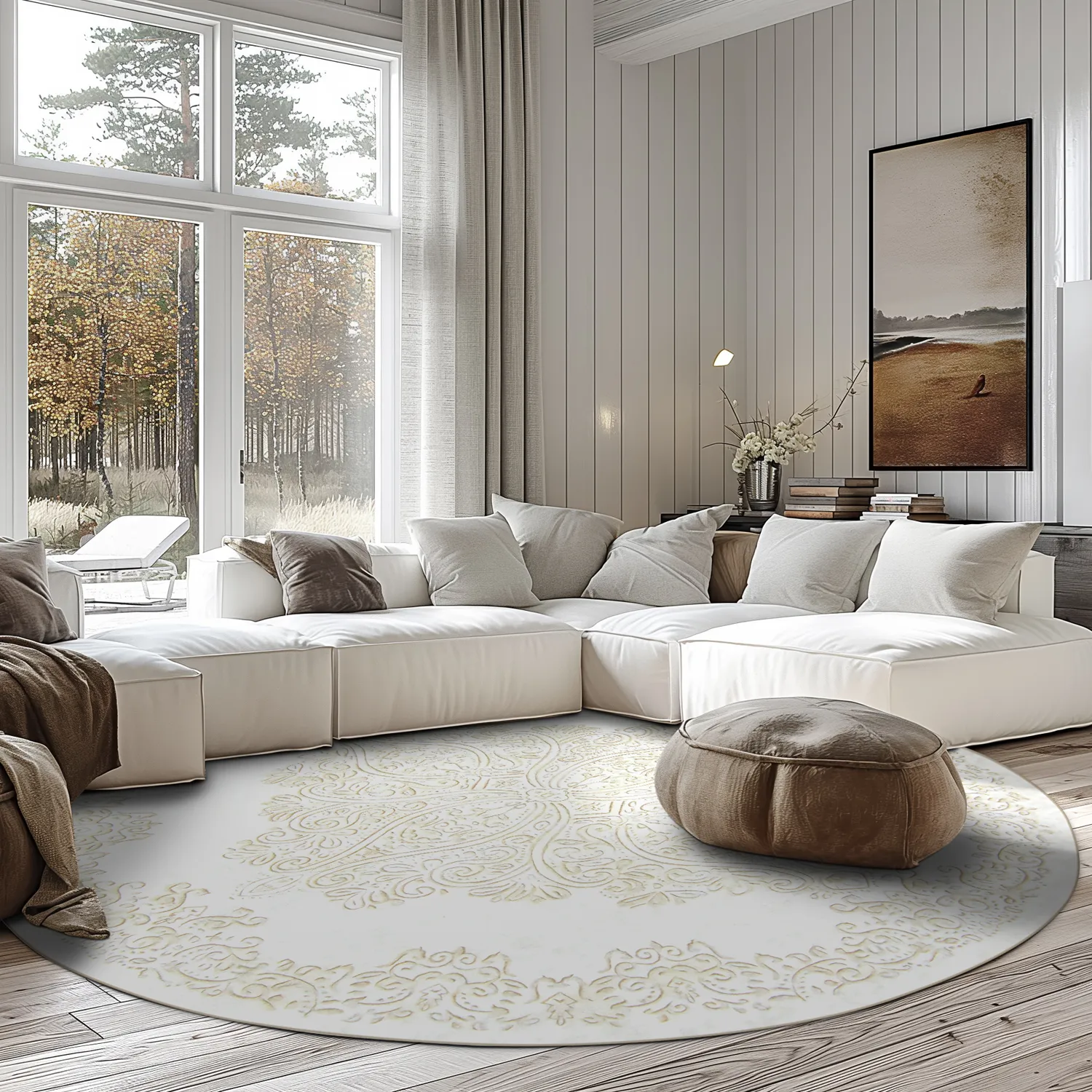 Kerek szőnyeg - Valenza (fehér/bézs)