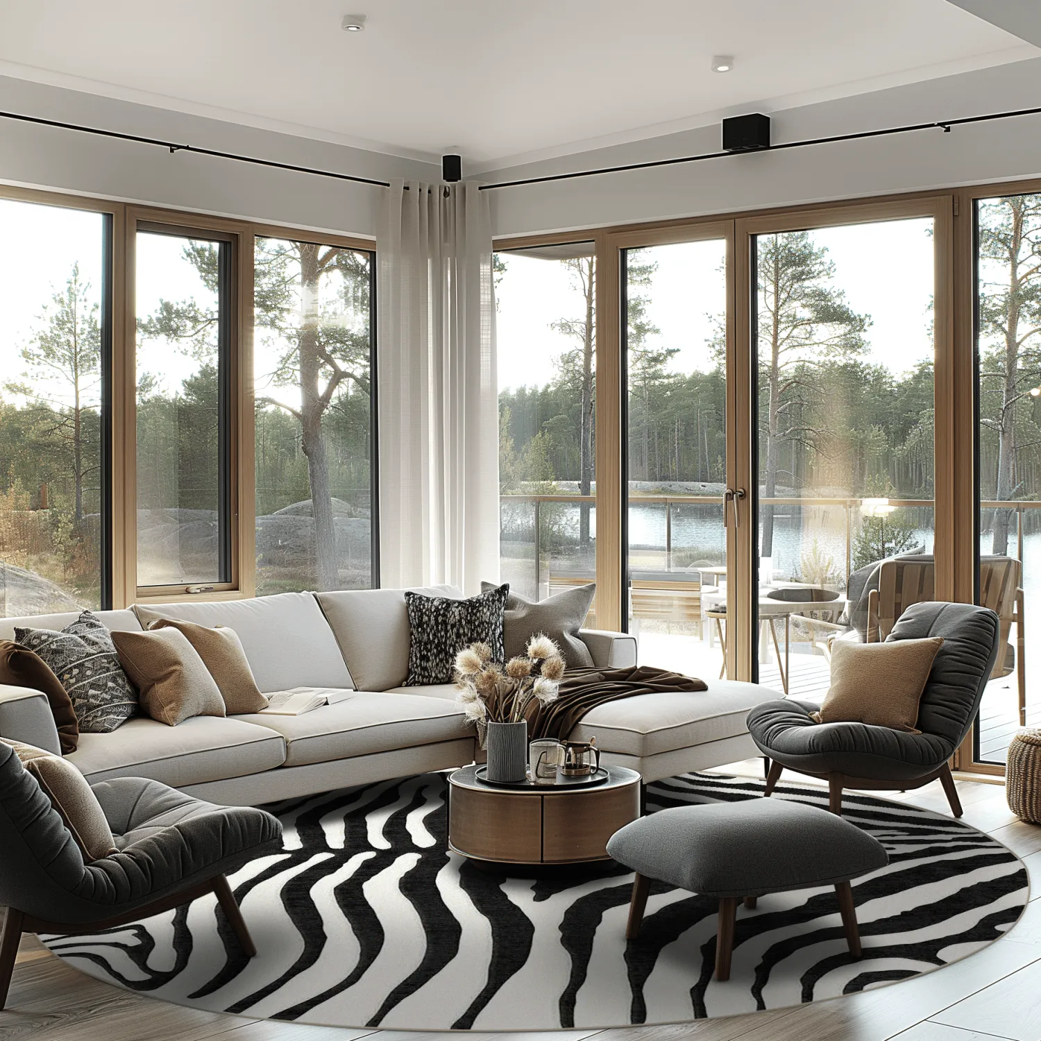 Kerek szőnyeg - Zebra (fekete/fehér)