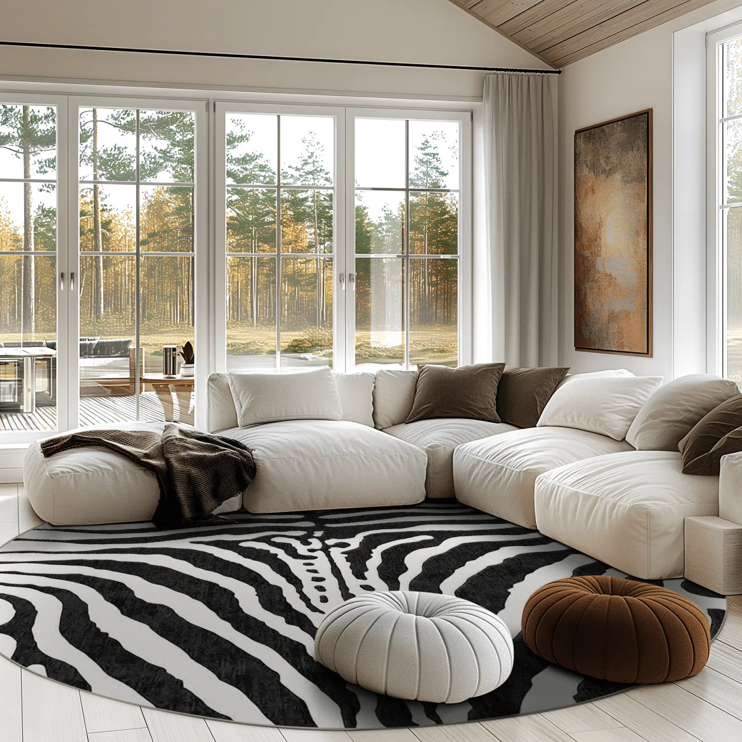 Kerek szőnyeg - Zebra (fekete/fehér)