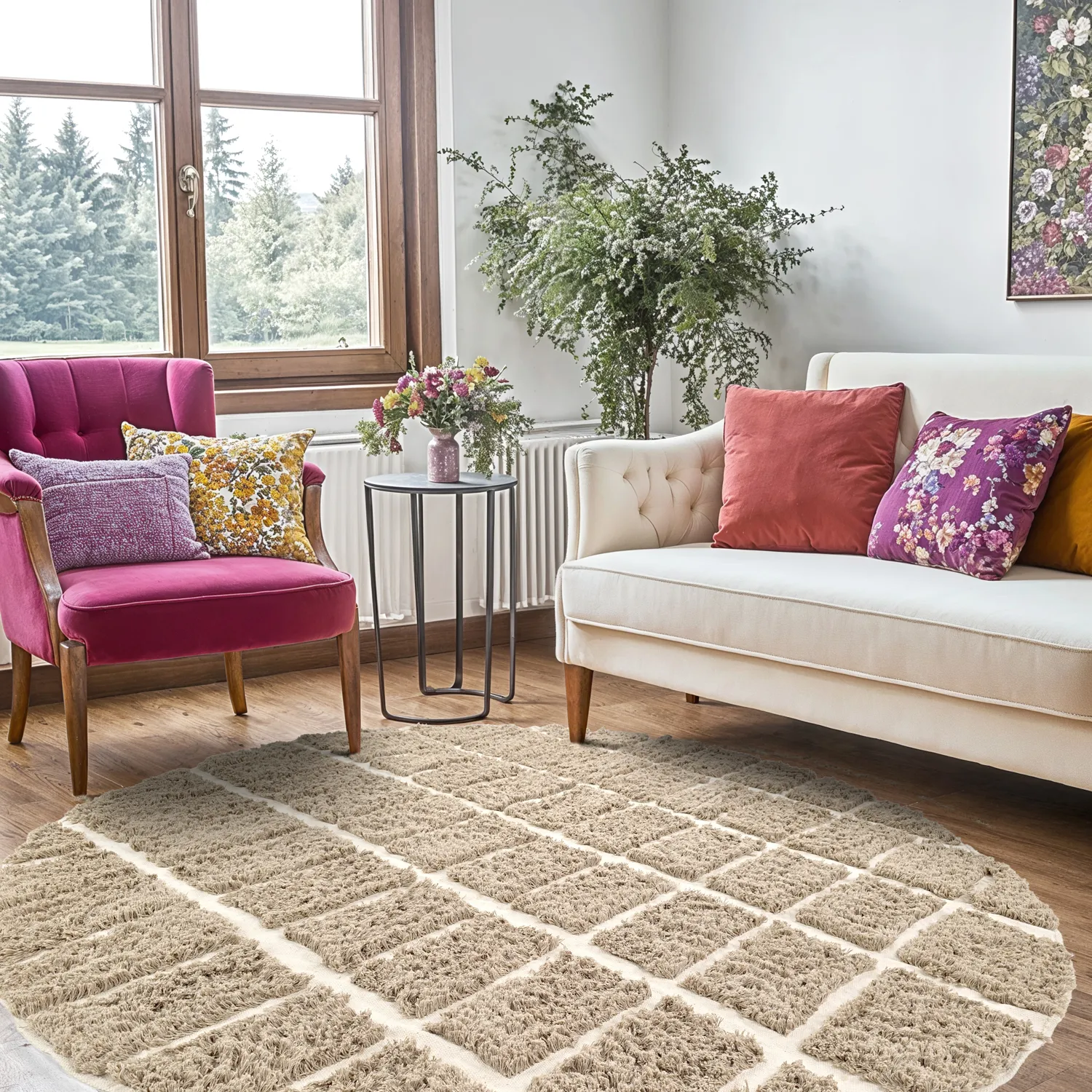 Kerek szőnyeg - Zola Natural Cotton Shaggy (bézs)