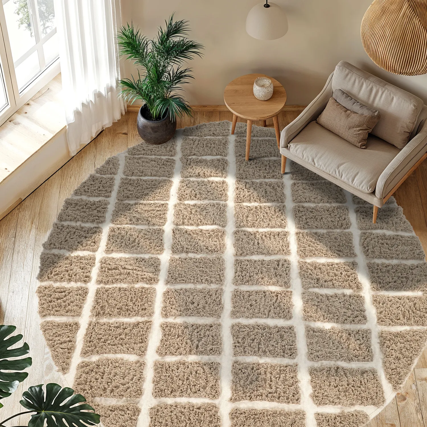 Kerek szőnyeg - Zola Natural Cotton Shaggy (bézs)