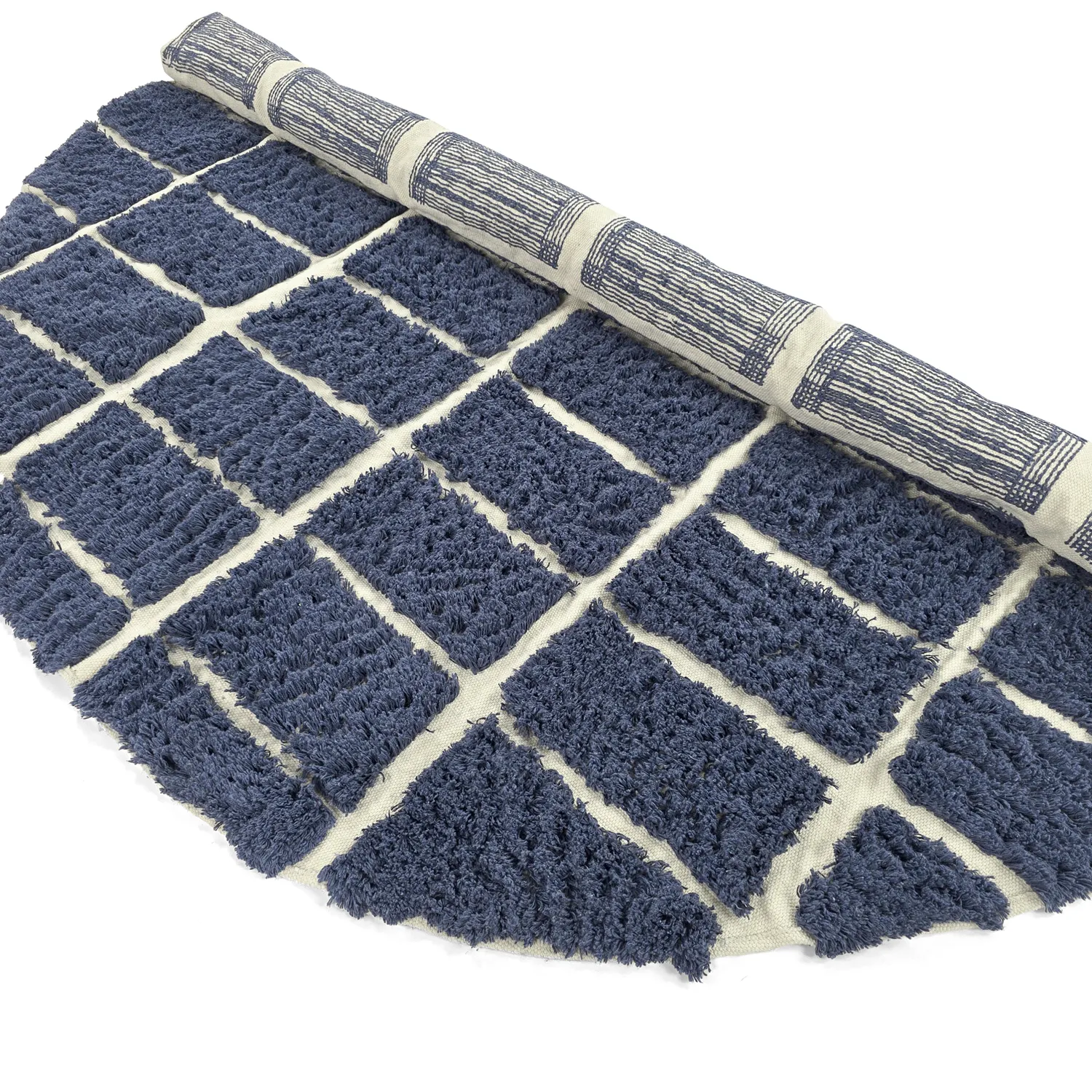 Kerek szőnyeg - Zola Natural Cotton Shaggy (kék)