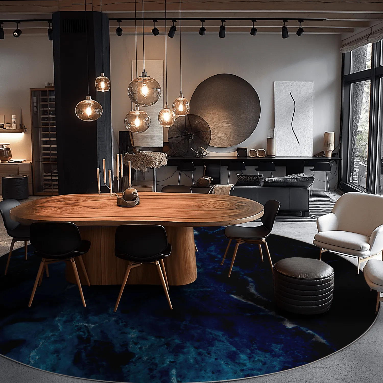 Kerek szőnyeg - Zuani (sötétkék)