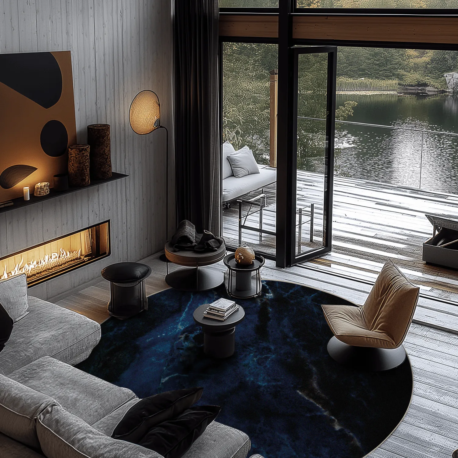 Kerek szőnyeg - Zuani (sötétkék)