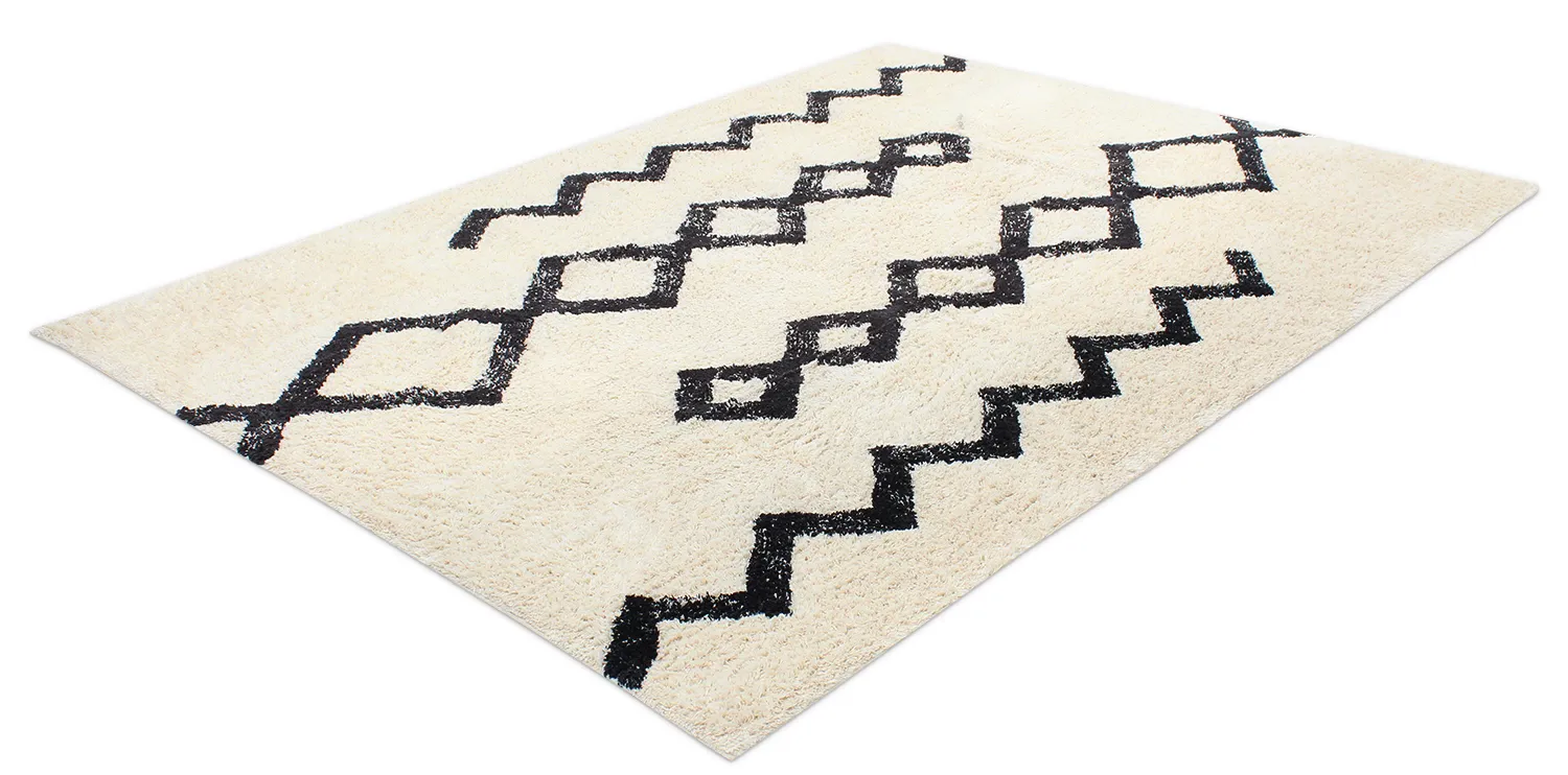 Shaggy szőnyeg - Chablis Natural Cotton Shaggy (offwhite/fekete)