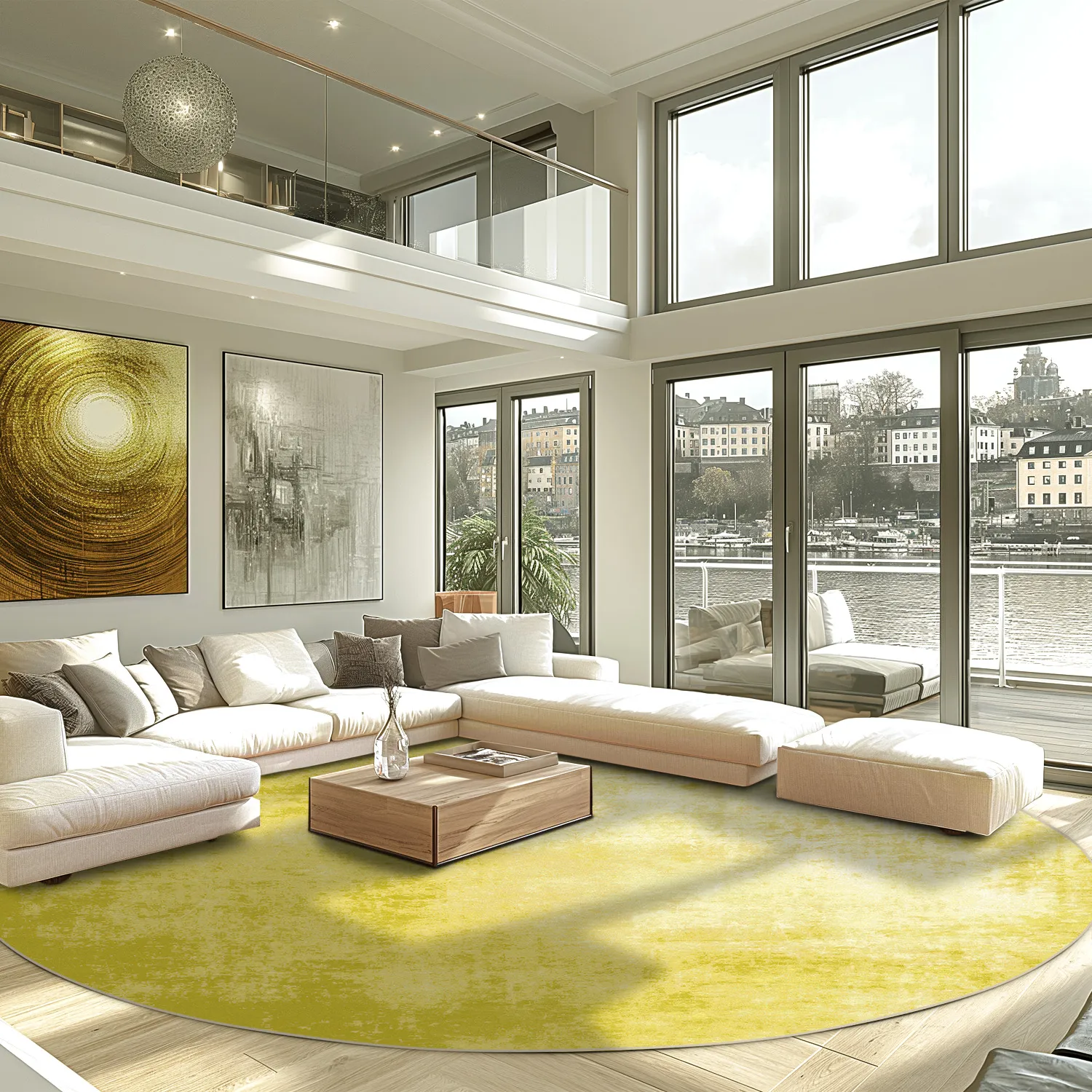 Kerek szőnyeg - Lynton (sárga)