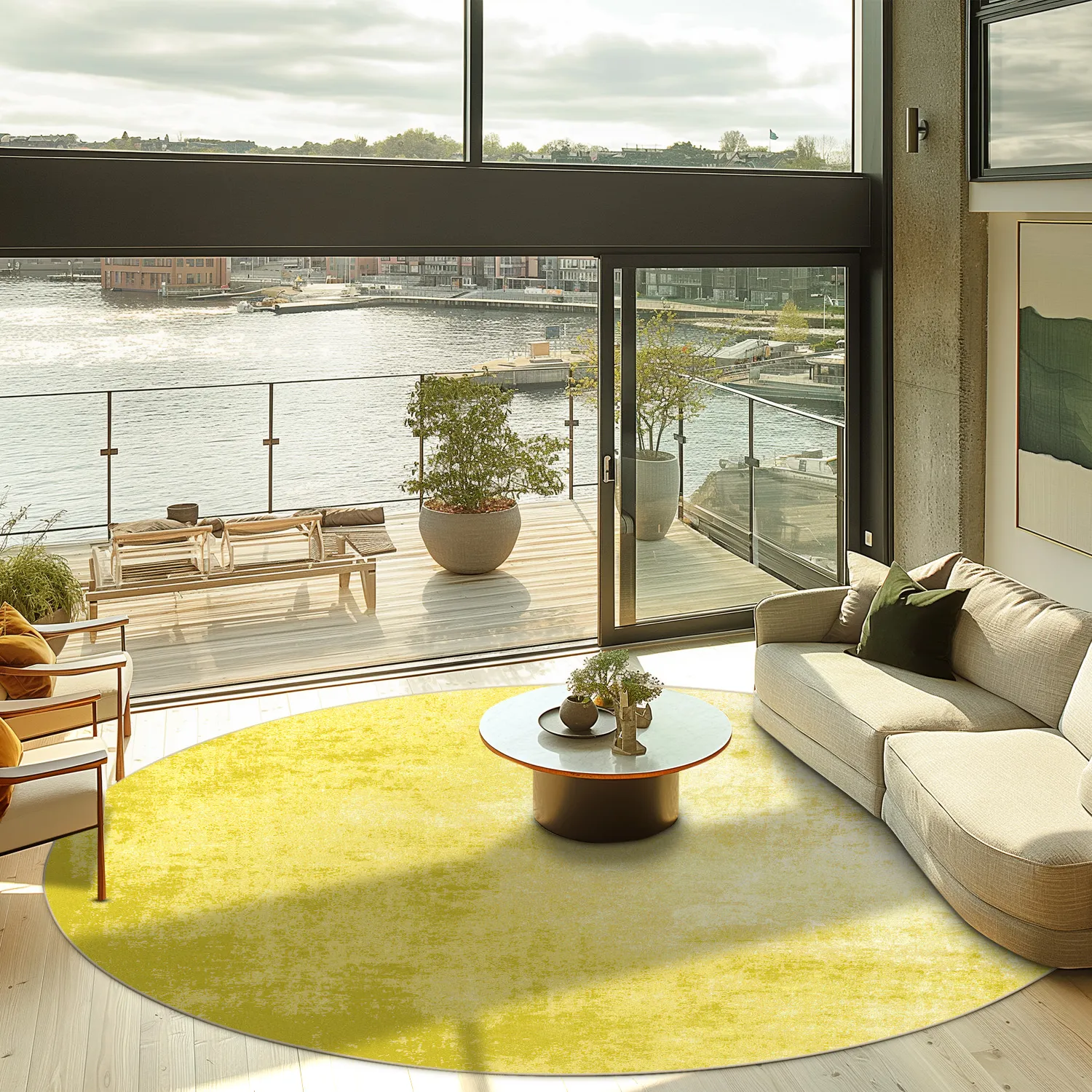 Kerek szőnyeg - Lynton (sárga)